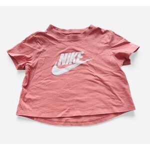 “The Nike Tee” Girls Pink Coral Crop Top Short Sleeve Size Small